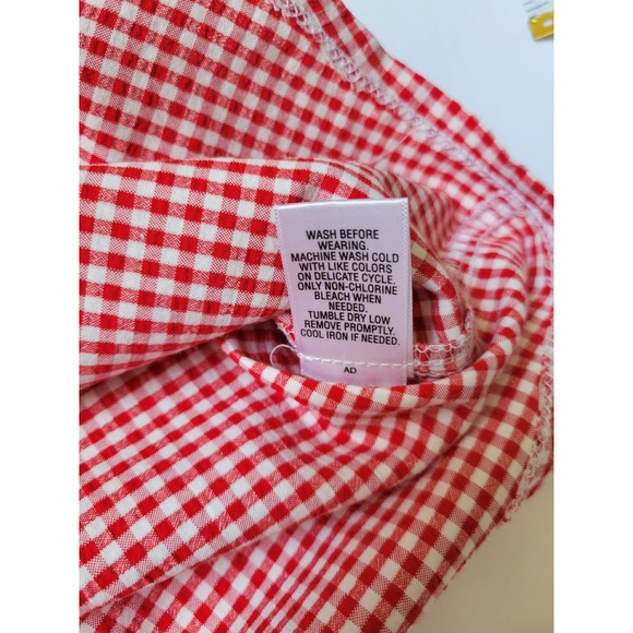 Emily Daniels Red & White Checker Button Shirt Collared Top Button Sleeve Sz XL - Picture 12 of 12